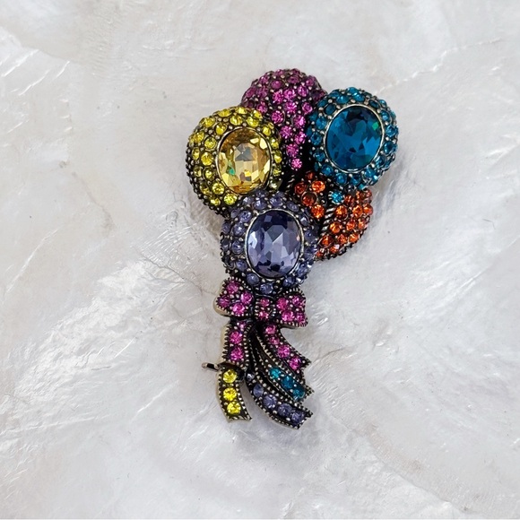 Heidi Daus Crystal Balloon Brooch Up Up and Away Colorful